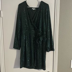 Maurices sequin faux wrap dress with side tie